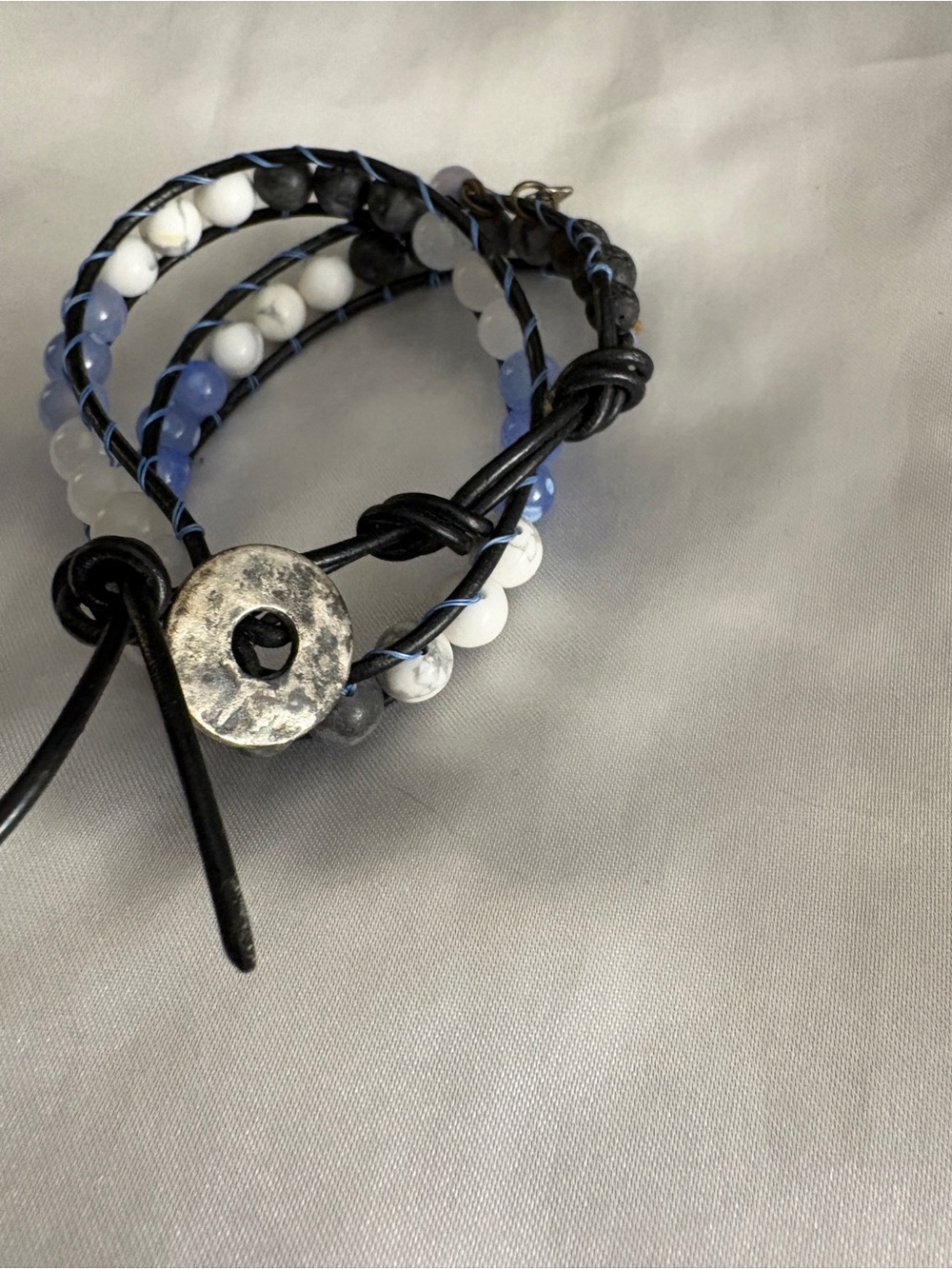 Blue, White & Black Beaded Wrap Bracelet - Women Jewelry